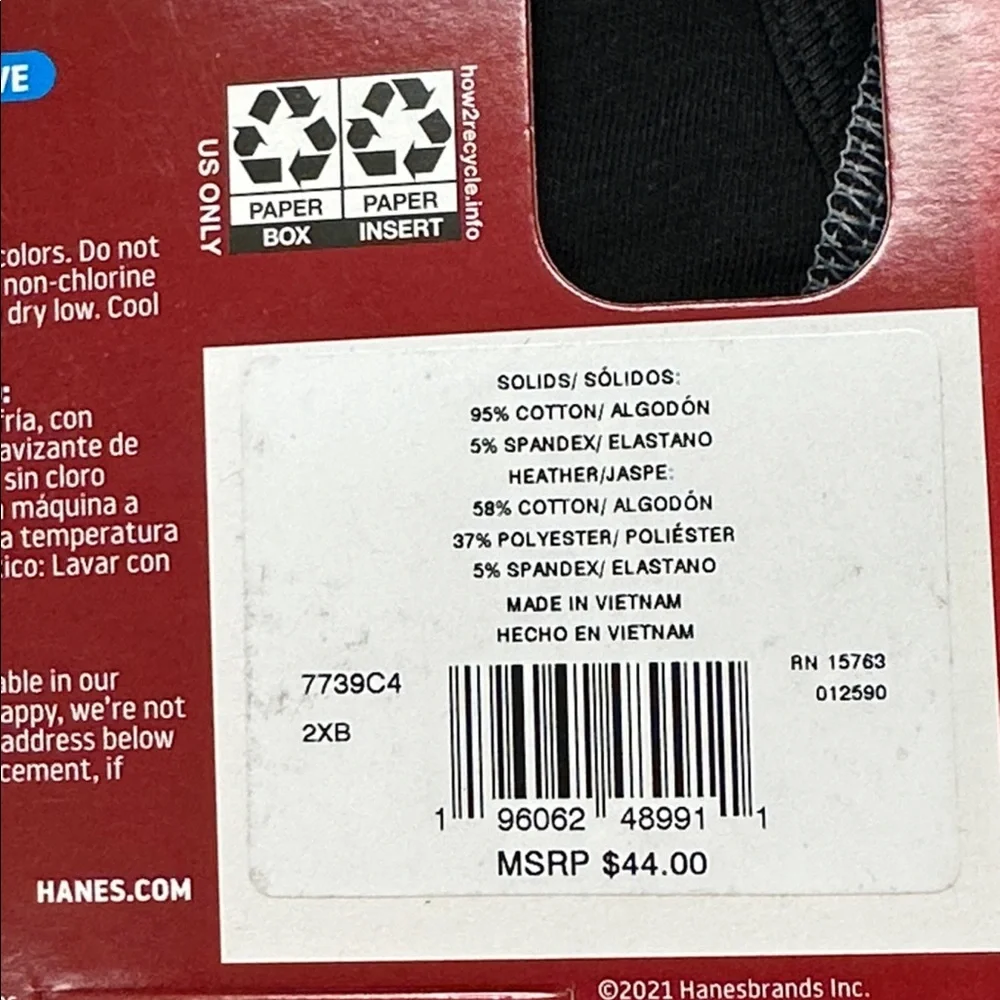 NWT 4PK Hanes Big Man Boxer Briefs 2XB